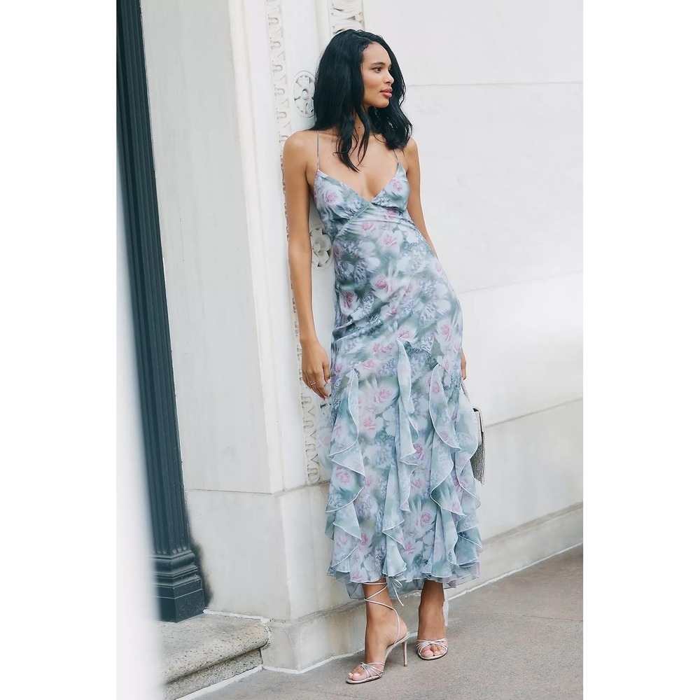 NWT!! Anthropologie FOR LOVE & LEMONS Elea Floral Ruffle Maxi Dress Medium‎